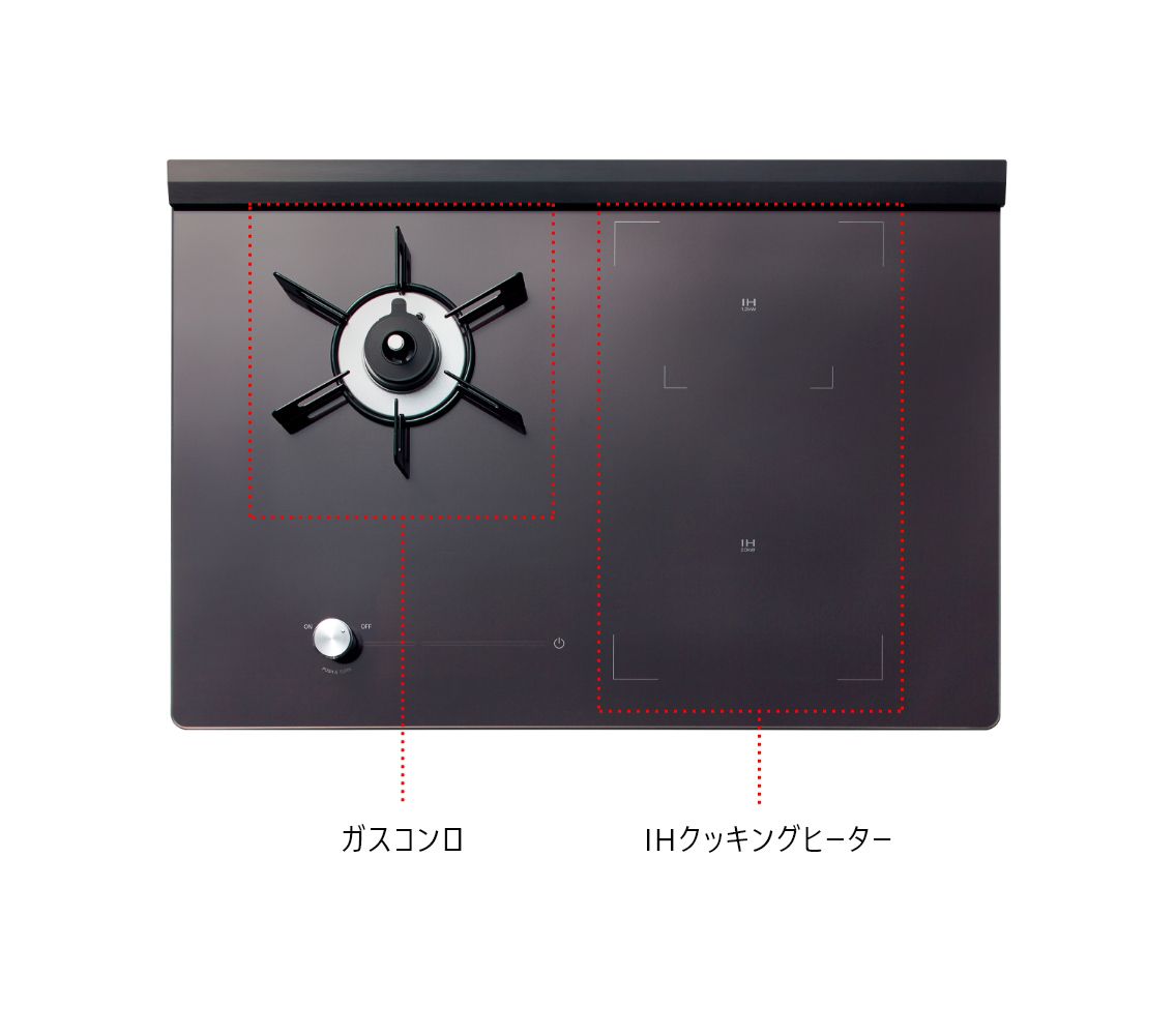 複合式爐具 Dual Chef，瓦斯與 IH 並列