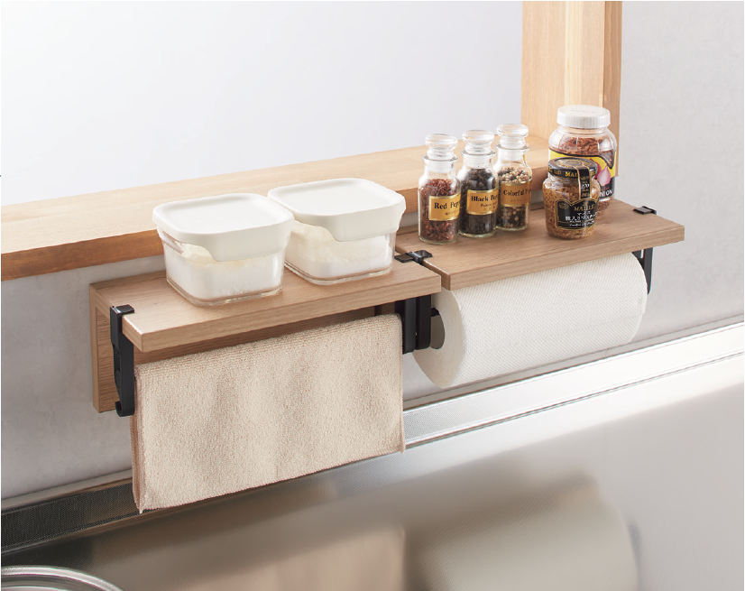 宛如家具的 Link Shelf 層架：調味料與常用小物排在伸手可及處