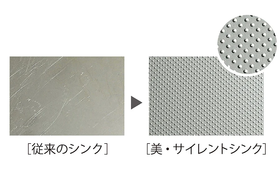 特殊壓紋減少食器與槽面接觸面積的表面加工