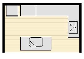 L 型搭配中島的格局示意圖