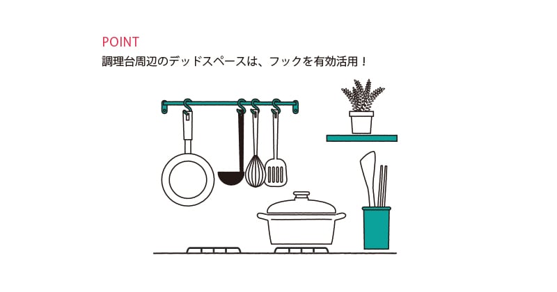 調理檯周邊只留常用的最小限度，再點綴綠意
