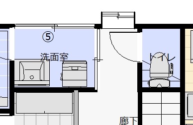 改造前平面圖：盥洗室與廁所沒有收納