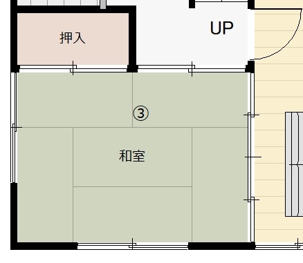 改造前平面圖：和室與壁櫥沒有被善用