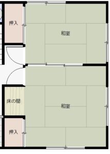 改造前平面圖：相連的和室未被善用
