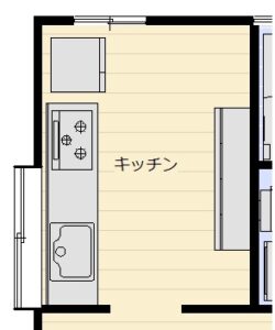 改造前平面圖：西北角的獨立廚房