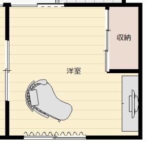 改造後平面圖：和室改成多用途洋室