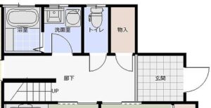改造前平面圖：深而難用的玄關收納與侷促水區