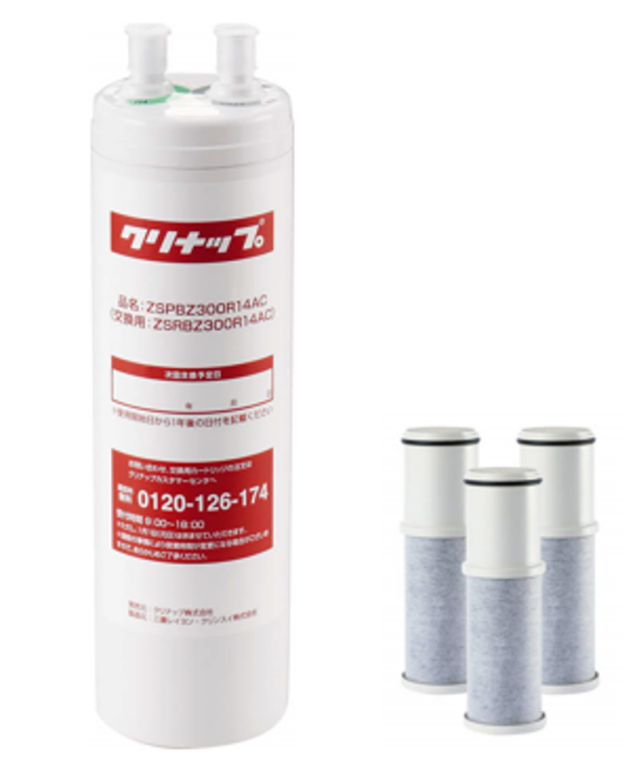 原廠更換用濾芯：瓶身標示型號與預定更換日期欄位