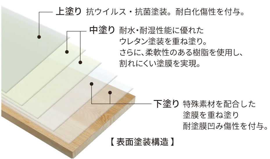 表面 5 層塗裝的構造示意